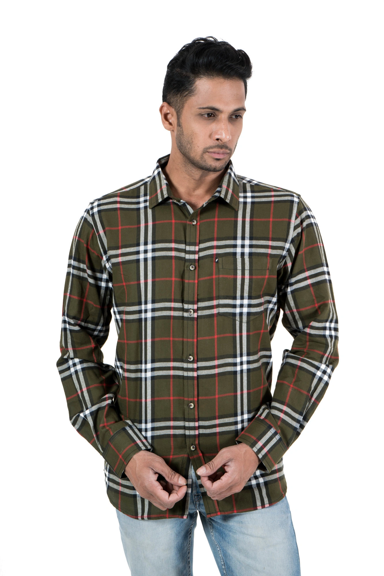 Men's Top Wear Casual Shirt Plaid Check-SKUNFE2805C