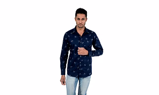 Men's Shirt Full Sleeve Casual Cotton Navy