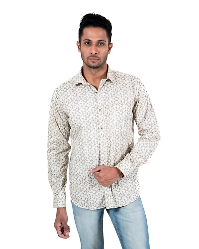 Men's Casual Shirt Full Sleeve Slim fit Leaf Print-SKUSTDIL291A
