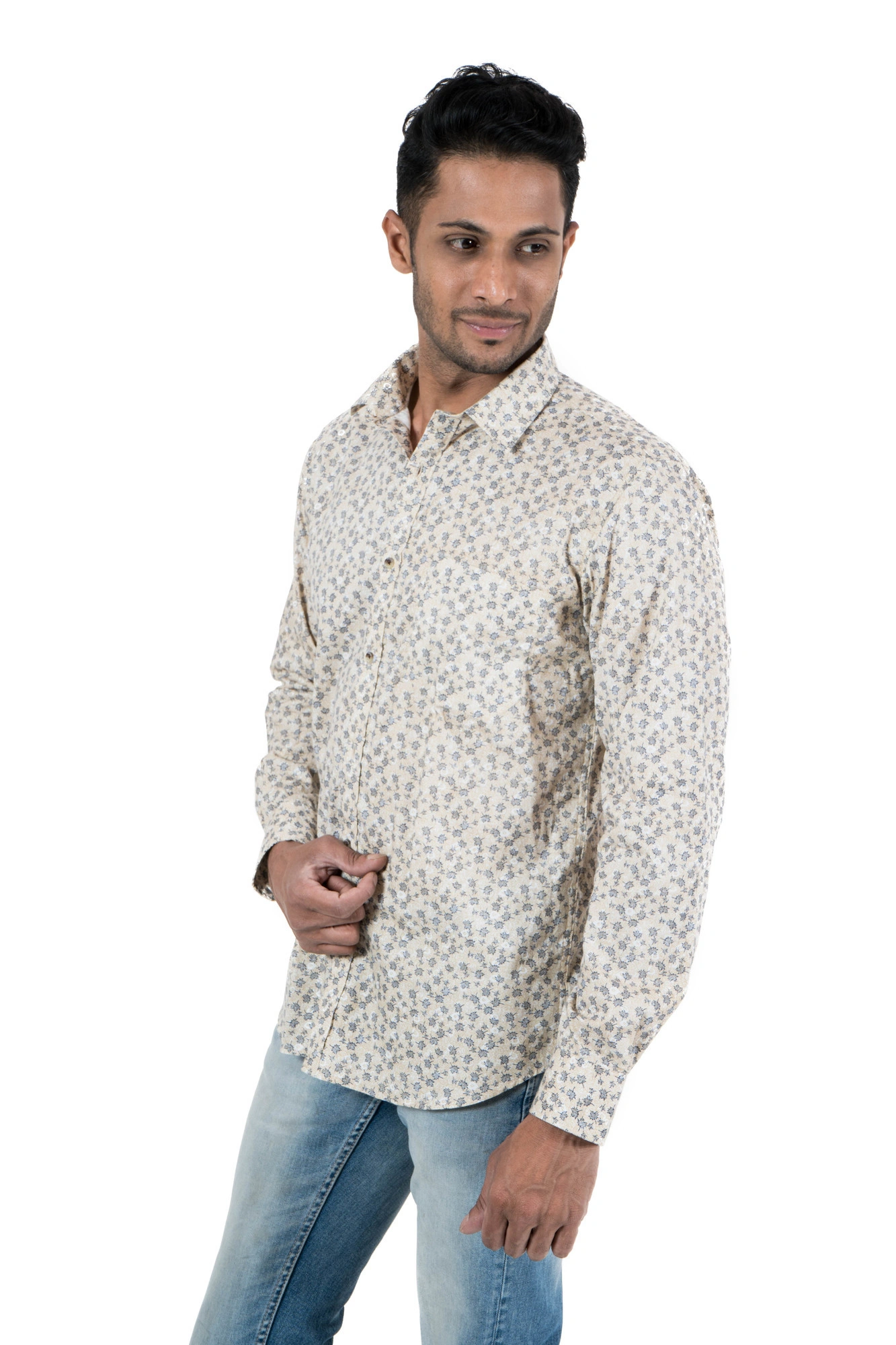 Men's Casual Shirt Full Sleeve Slim fit Leaf Print-1