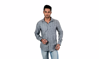 Men's Casual Shirt Grey Check