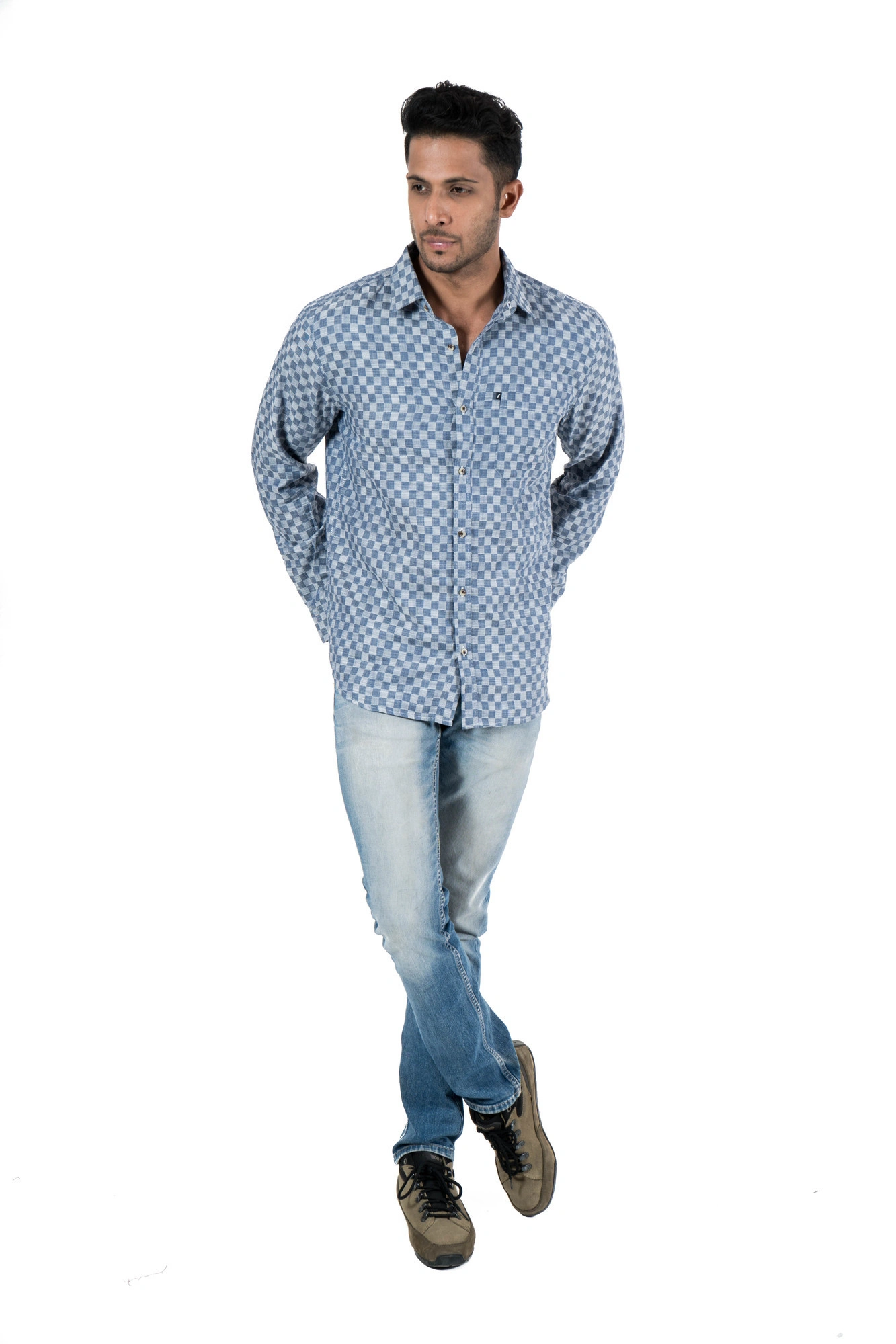 Men's Casual Shirt  Blue Check-5