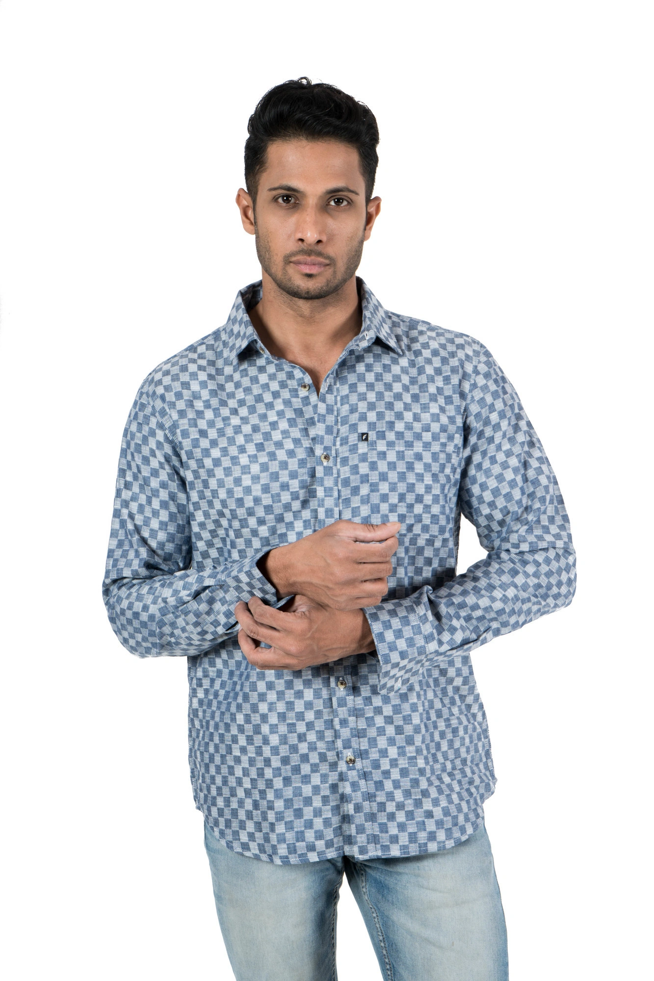 Men's Casual Shirt  Blue Check-SKUSTDIL20A