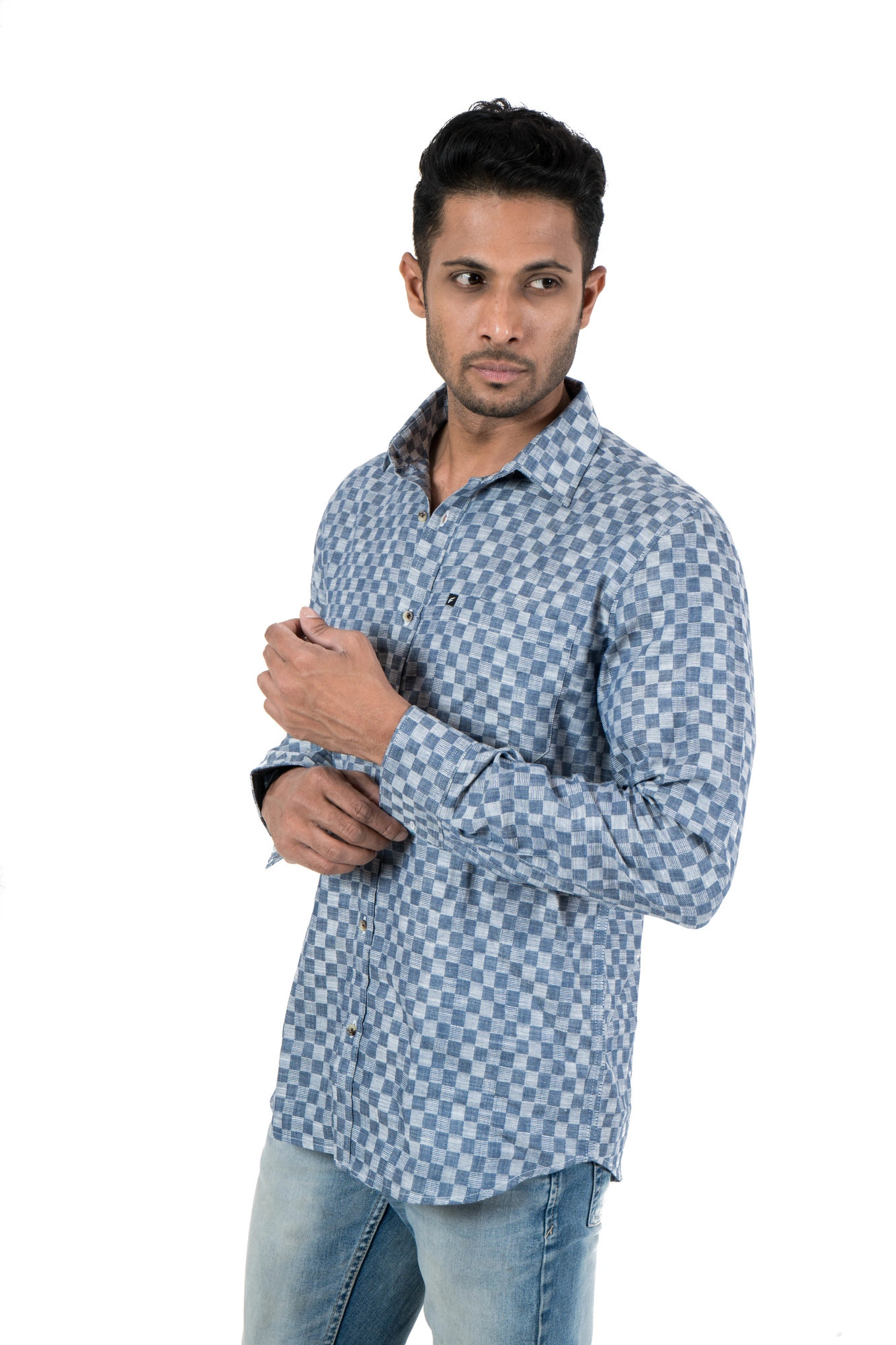 Men's Casual Shirt  Blue Check-2