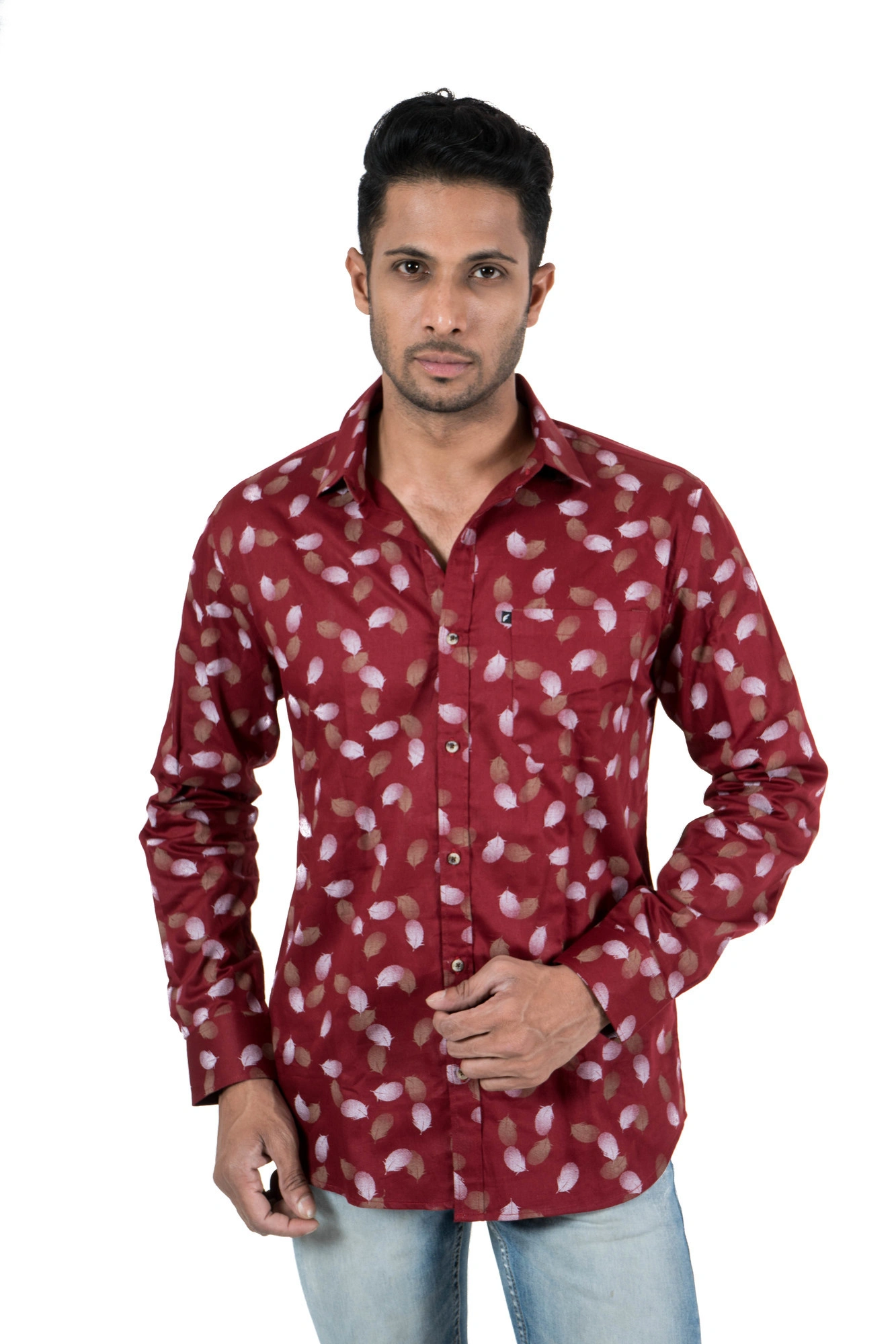 Men's Casual Shirt Full Sleeve Cotton Fur Print-SKUSTGT04A