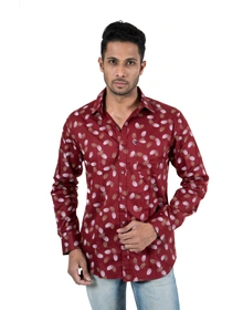 Men's Casual Shirt Full Sleeve Cotton Fur Print