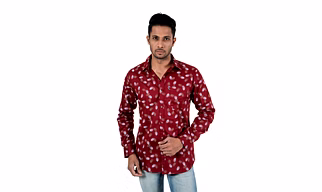 Men's Casual Shirt Full Sleeve Cotton Fur Print
