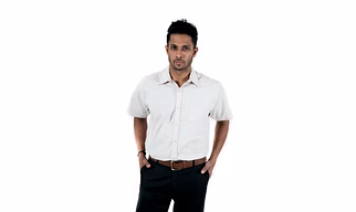 Men's Shirt Half Sleeve Slim Fit Cotton Solid Cream