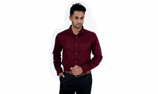 Men's Casual Wear Shirt Full Sleeve Solid Maroon