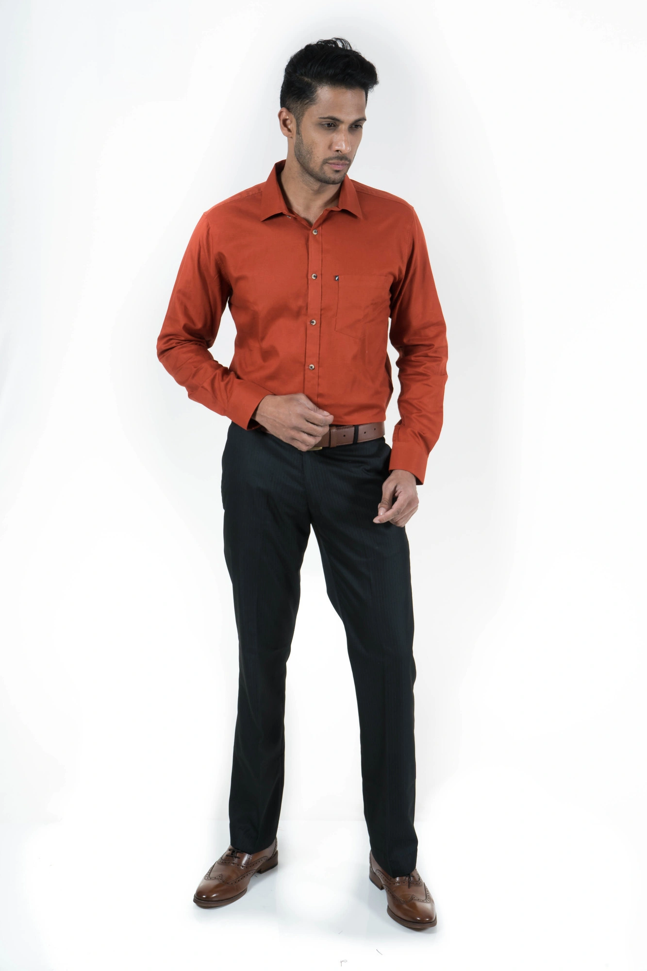 Men's Casual Wear Solid Cotton Brick-4