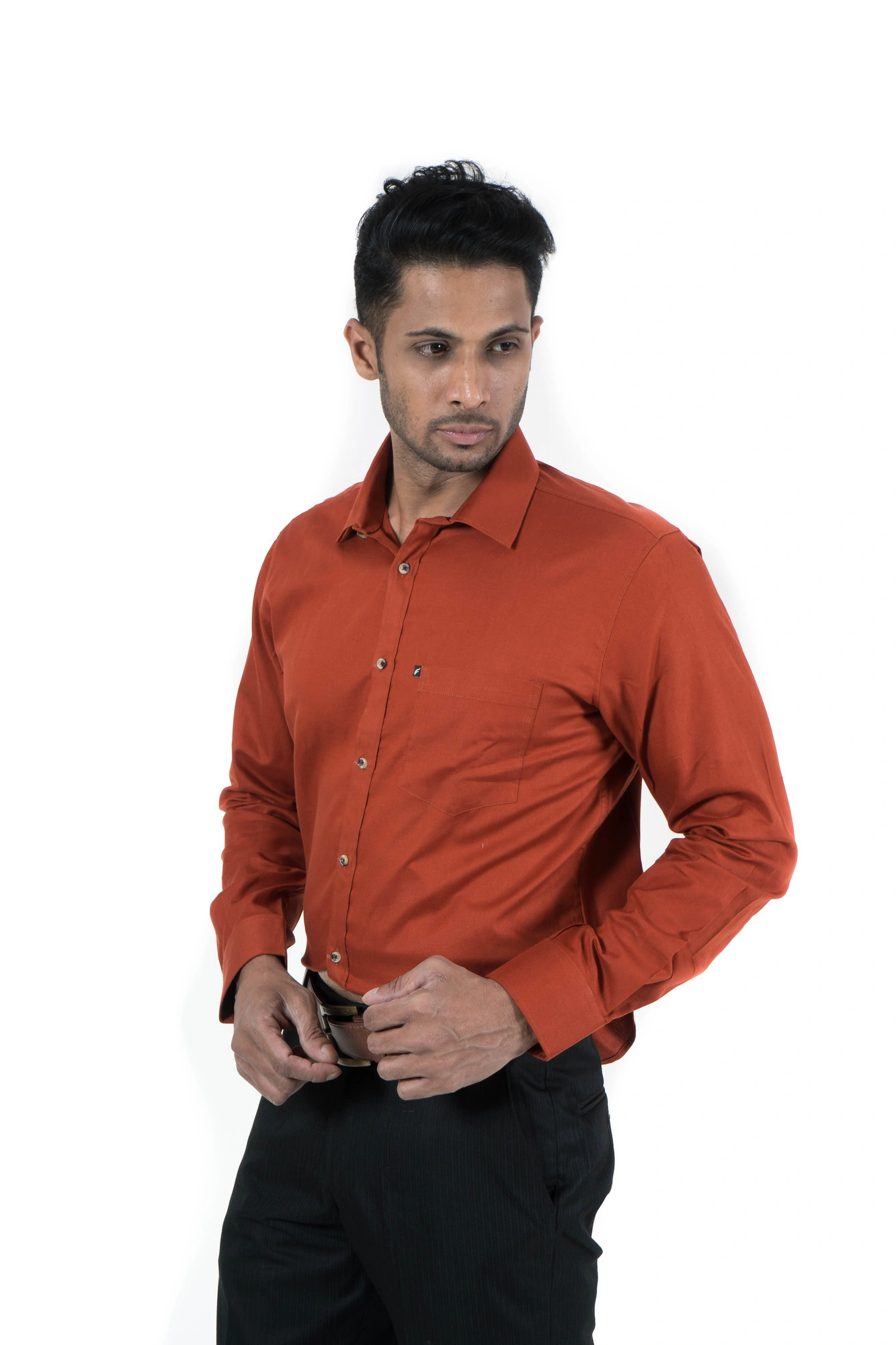 Men's Casual Wear Solid Cotton Brick-1