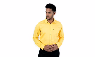 Men's Casual Wear Full Sleeve Solid Yellow