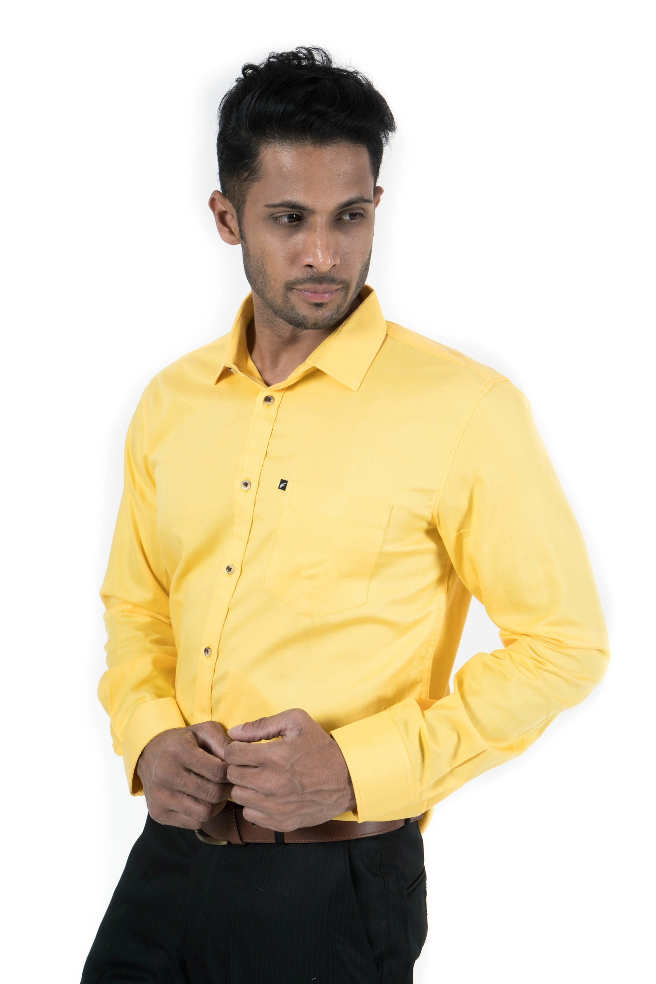 Men's Casual Wear Full Sleeve Solid Yellow-1