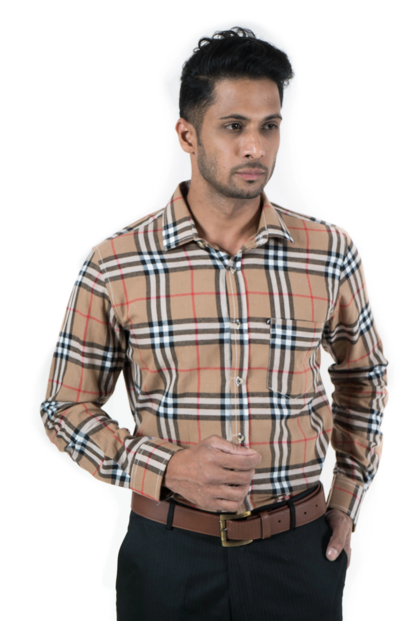 Men's Shirt Full Sleeve Casual Top Wear Cotton Plaid-2