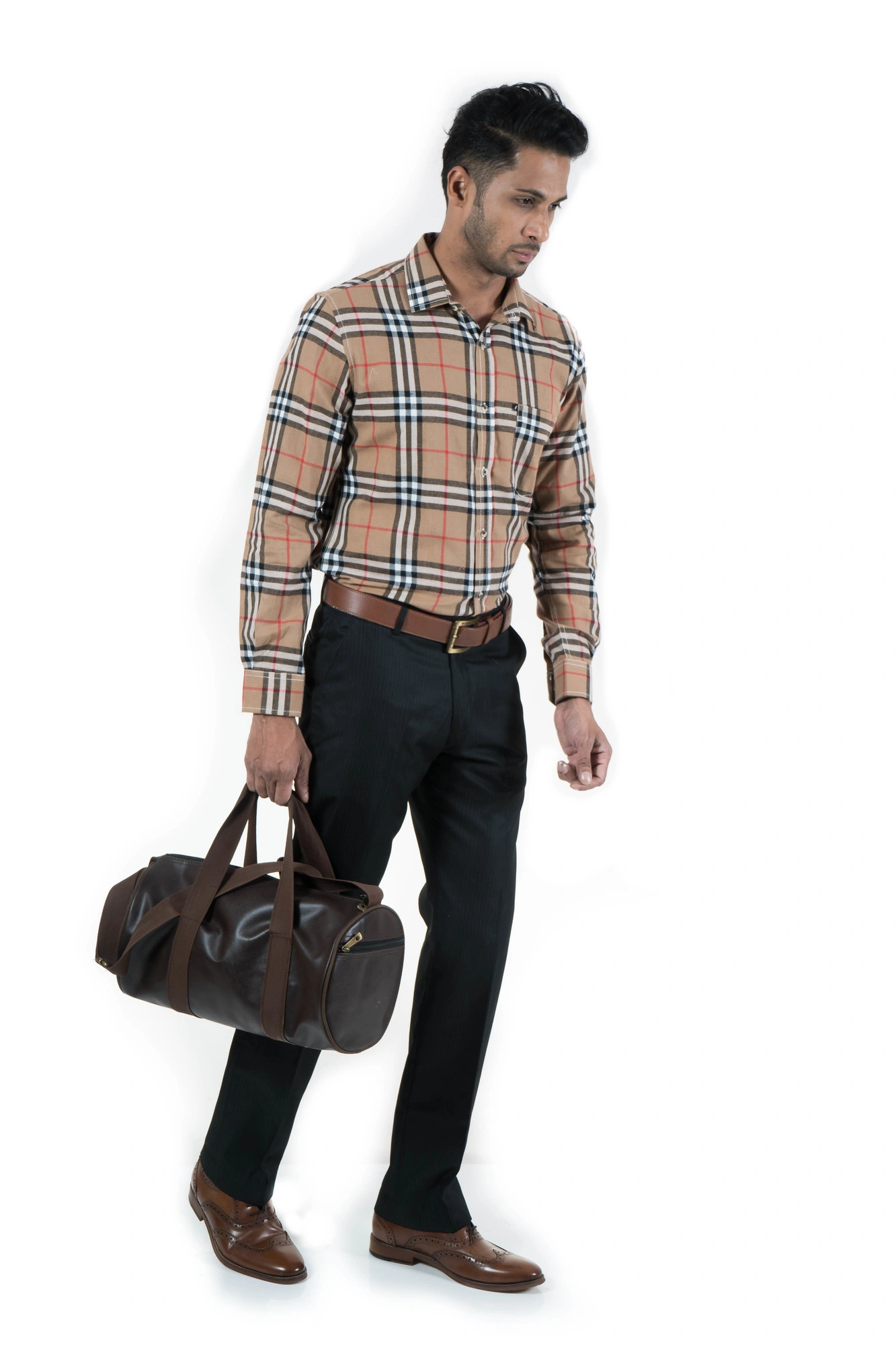 Men's Shirt Full Sleeve Casual Top Wear Cotton Plaid-7