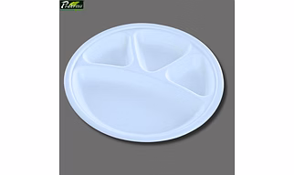 12" ( 30cm ) 4 Compartment Bagasse Round Plate - ( Pack of 1 Pcs )