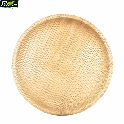 prakritii 10"( 25cm) round shallow disposable areca palm leaf plate