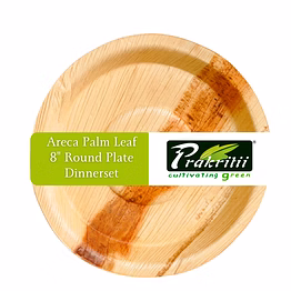 prakritii 8"( 20cm) round deep disposable areca palm leaf plate