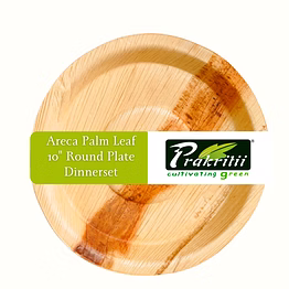 prakritii 10"( 25cm) round deep disposable areca palm leaf plate