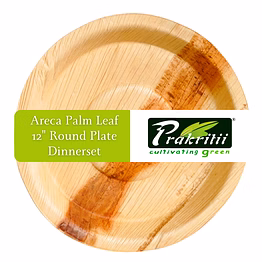prakritii 12"( 30cm) round deep disposable areca palm leaf plate