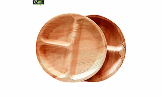 10"( 25cm) Round 3 Compartment Disposable Areca Palm Leaf Plate