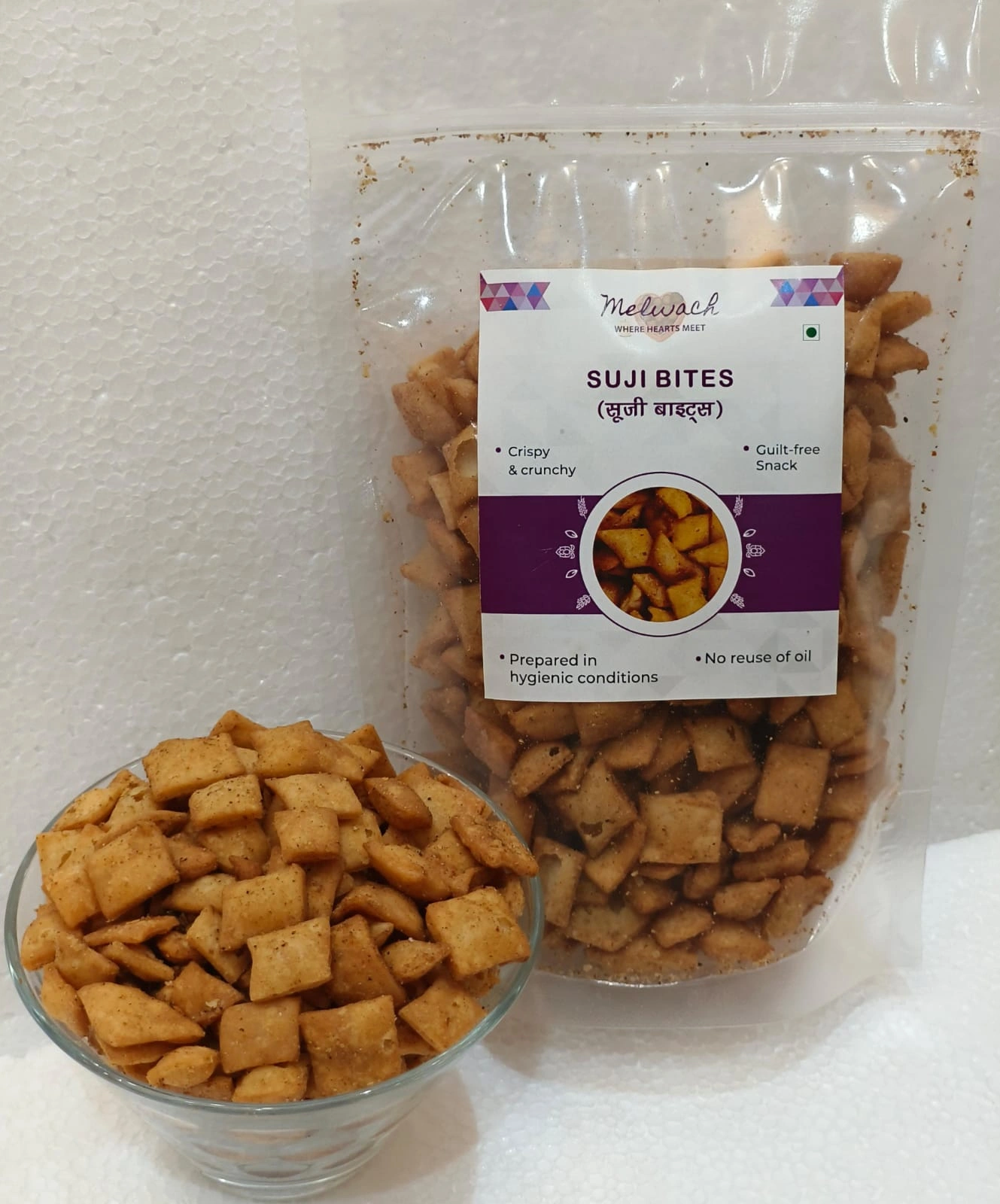 Suji Bites (200g), Crunchy Snack, Namkeen, No reuse of oil-1