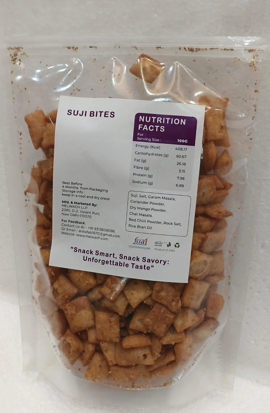 Suji Bites (200g), Crunchy Snack, Namkeen, No reuse of oil-2