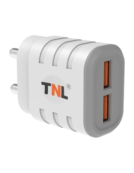 TNL 12 Watt Dual Port Travel Charger 2.5A with 1.5 Meter USB Data Cable, White (with Micro USB Cable)-10-sm
