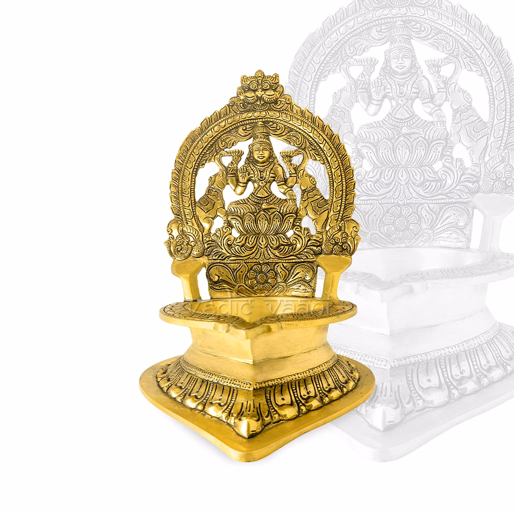 vedic vaani™ oil lamp lakshmi diya in brass for puja