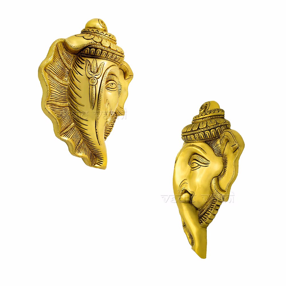Hanging Showpiece Lord Ganesh Face in Brass image 2