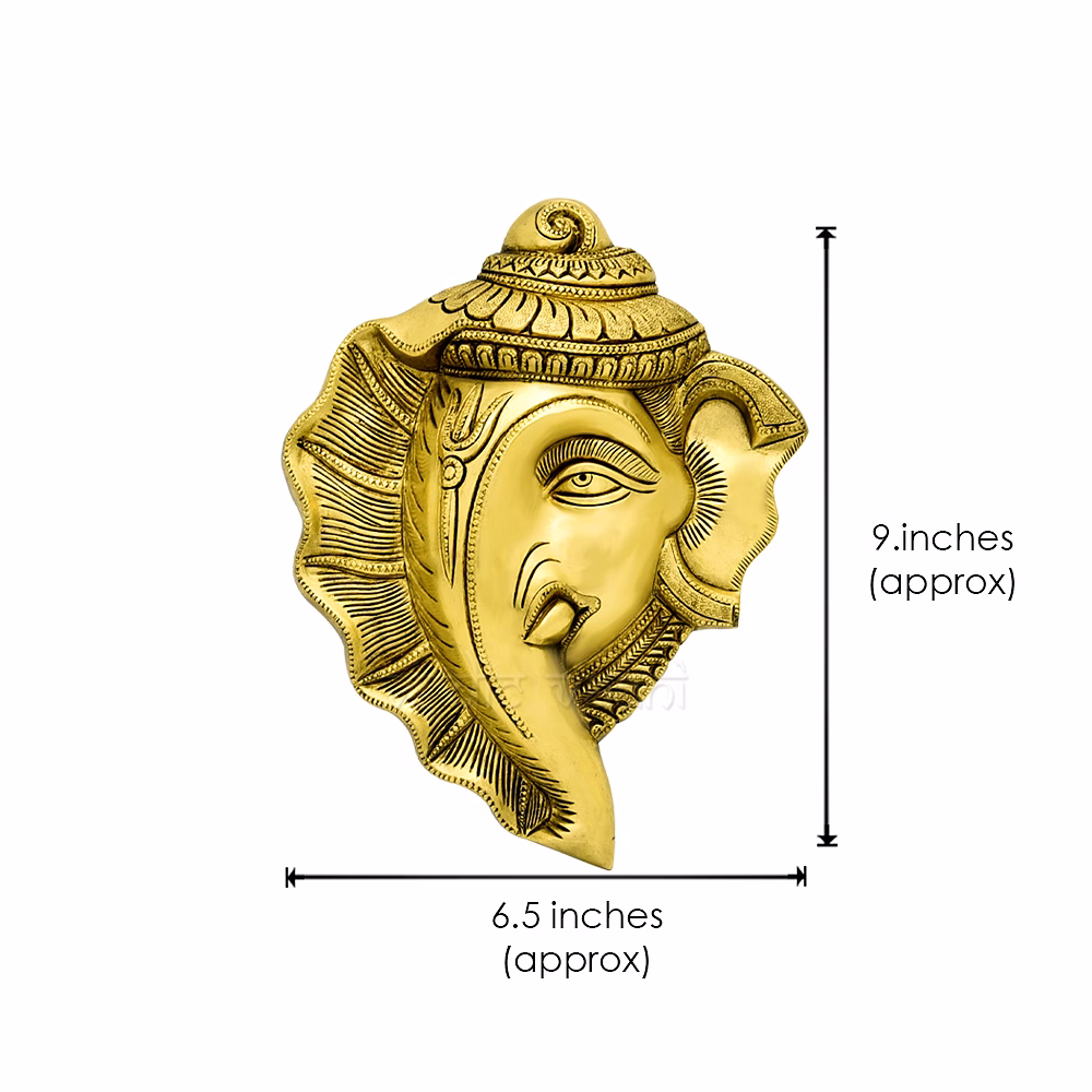 Hanging Showpiece Lord Ganesh Face in Brass image 4