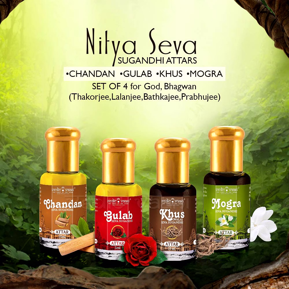 Nitya Seva Attar Sugandhi set of 4 - For God, Bhagwan (Thakorjee,Lalanjee,Bathkajee & Prabhujee) image 2