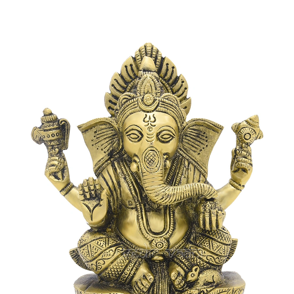 Gajamukha Lord Ganesh Murti / Idol on Lotus-2