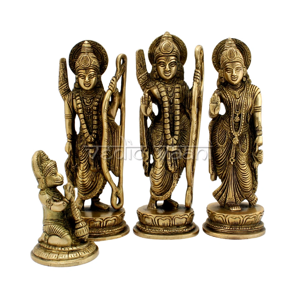 Ram Darbar Elegant Finishing Brass Statues - (Rama Sita Laxman &amp; Hanuman)-1