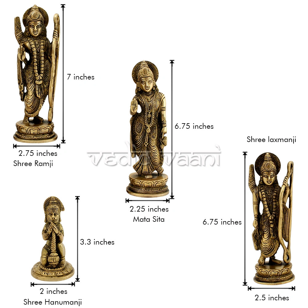 Ram Darbar Elegant Finishing Brass Statues - (Rama Sita Laxman &amp; Hanuman)-5