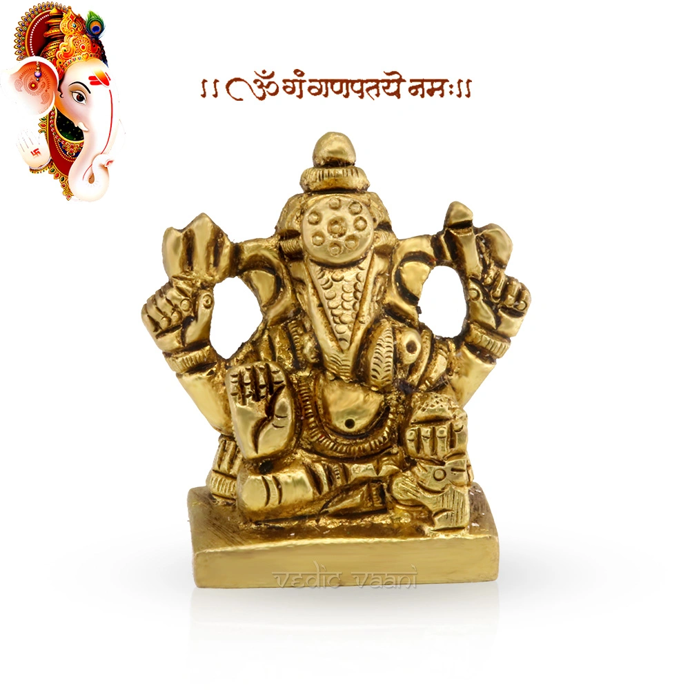 Dagdusheth Halwai Small Ganesha Idol in Brass-VZ145