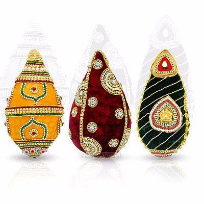 vedic vaani™ wedding shagun nariyal (decorative coconut) - set of 3