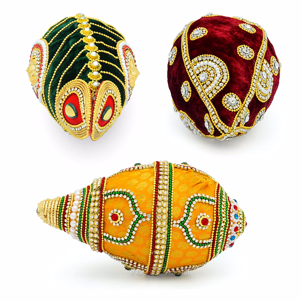 Wedding Shagun Nariyal (Decorative Coconut) - Set of 3 image 2
