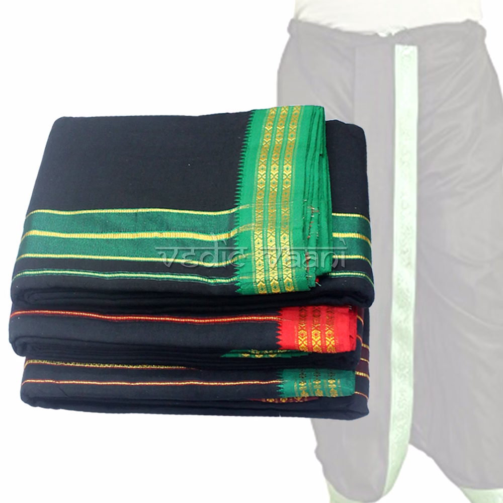 vedic vaani™ dhoti (veshti) and angavastram - black color