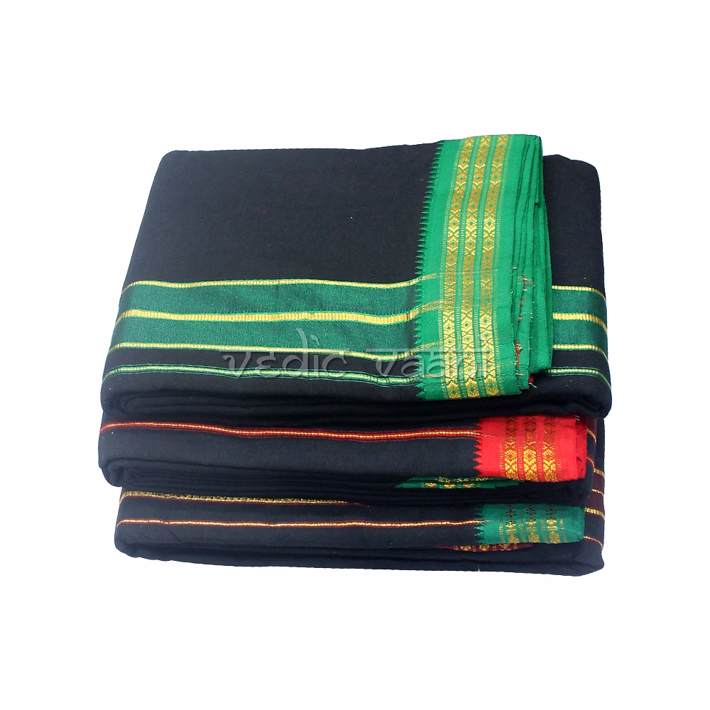 Dhoti (Veshti) and Angavastram - Black Color image 4