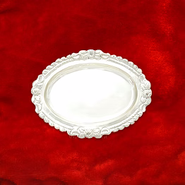 vedic vaani™ small pooja prasad thali / plate in pure silver