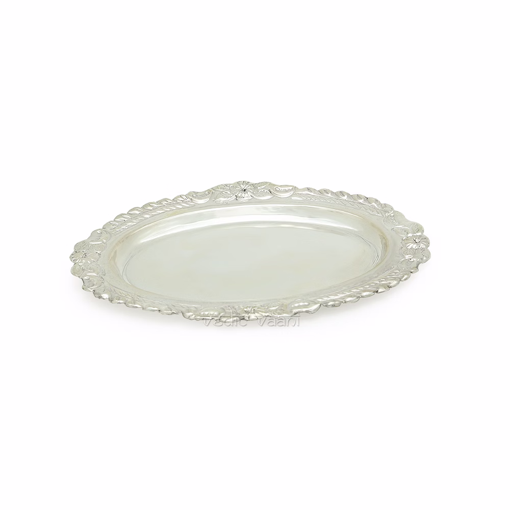 Small Pooja Prasad Thali / Plate in Pure silver image 2