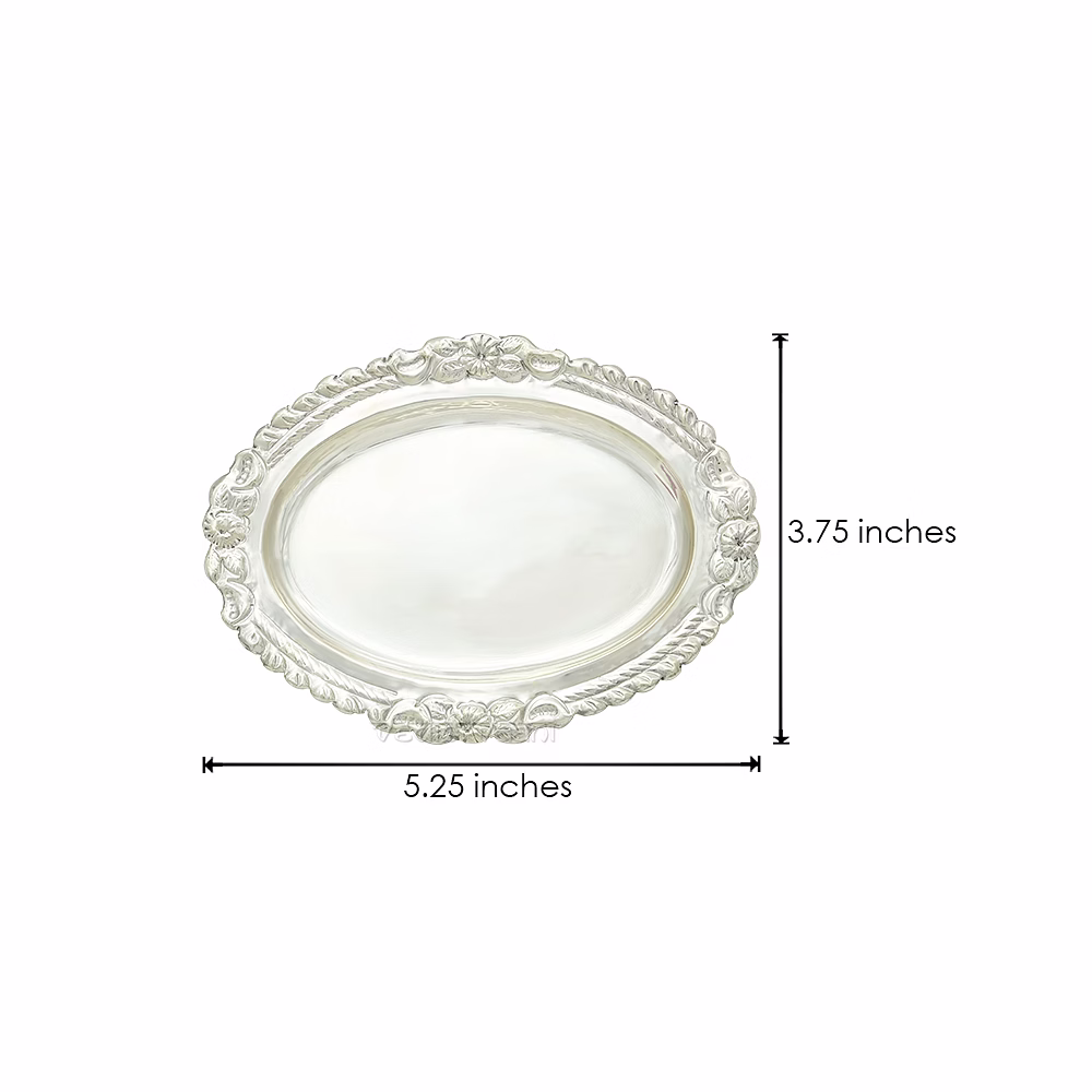 Small Pooja Prasad Thali / Plate in Pure silver image 3