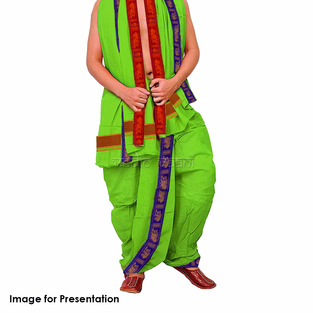 Green Dhoti with Uparna in Pure Cotton image 5