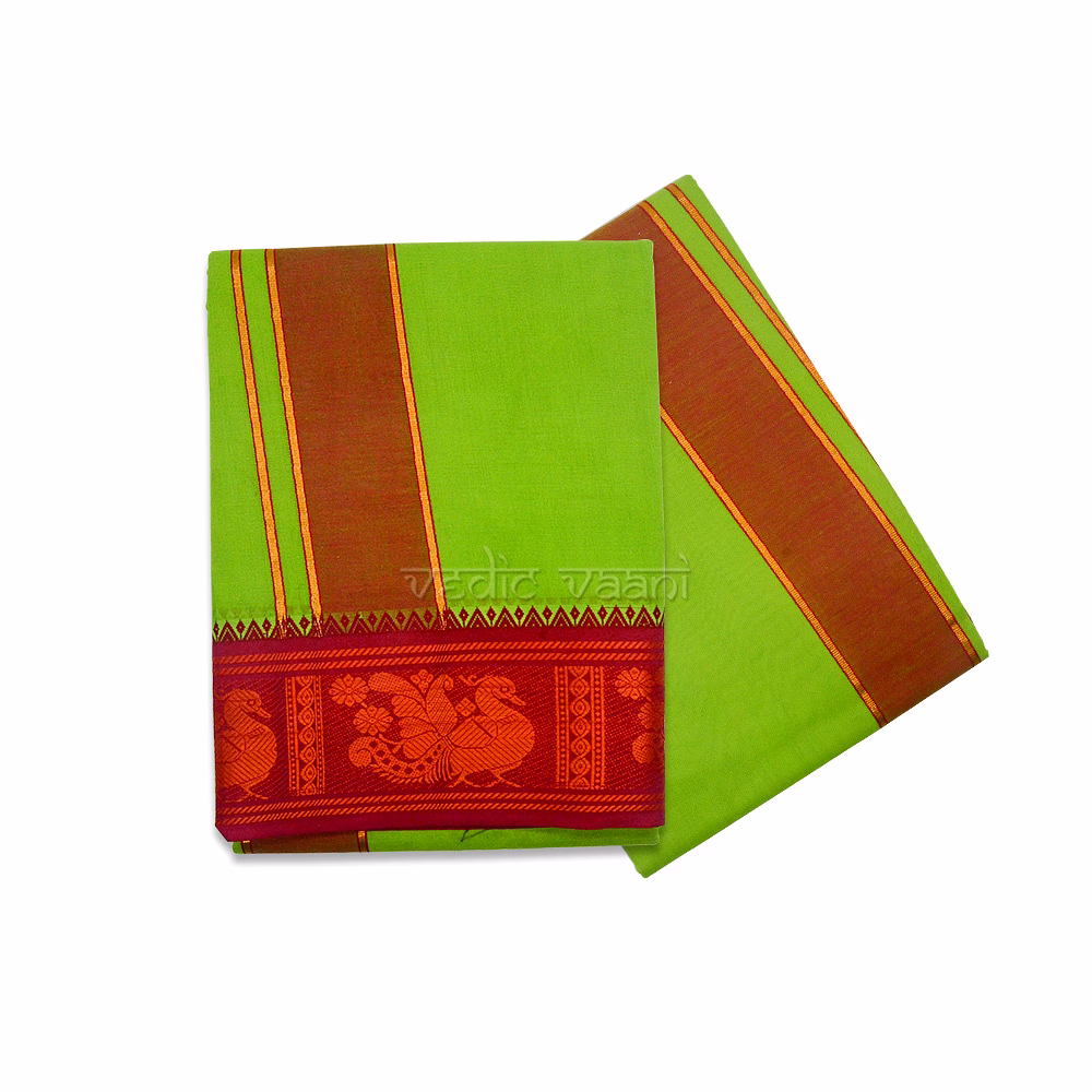 Green Dhoti with Uparna in Pure Cotton image 3