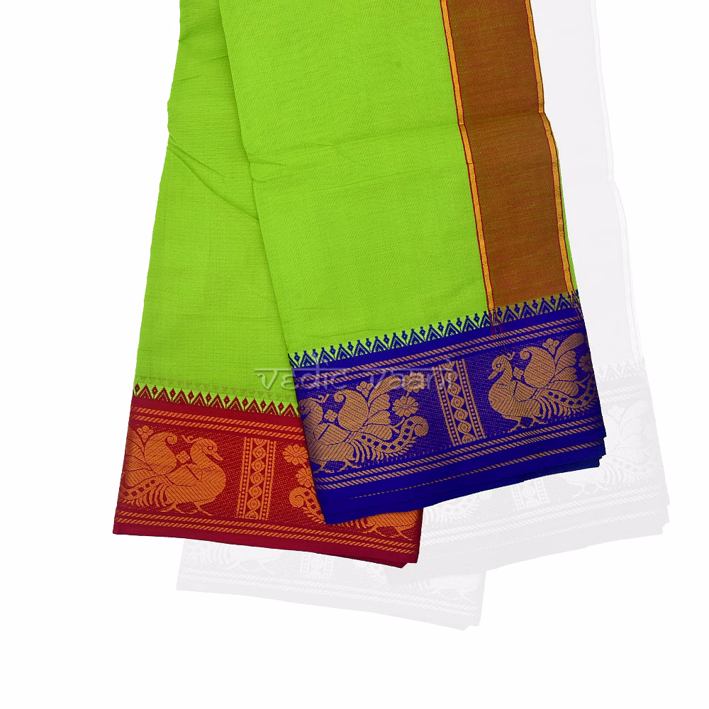 Green Dhoti with Uparna in Pure Cotton image 4