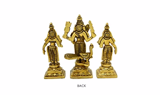 Lord Kartik Swamy, Kartikeya (Murugan) and His Two Wives-Devasena-Valli Idol in Brass