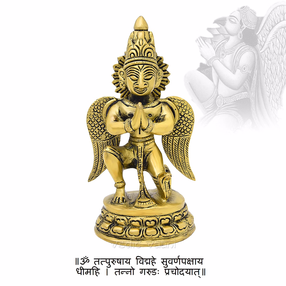 vedic vaani™ garuda dev king of bird idol in brass
