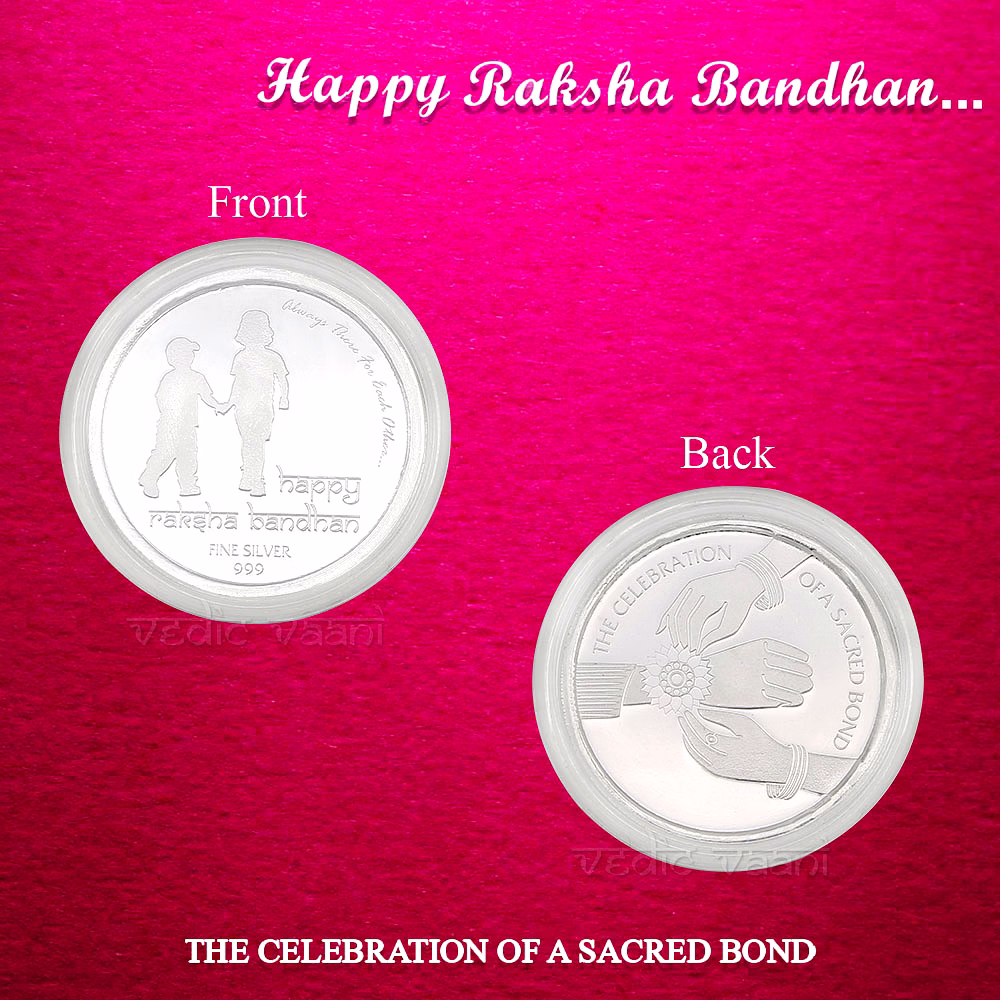 vedic vaani™ gift coin for raksha bandha in pure silver - 10 gms