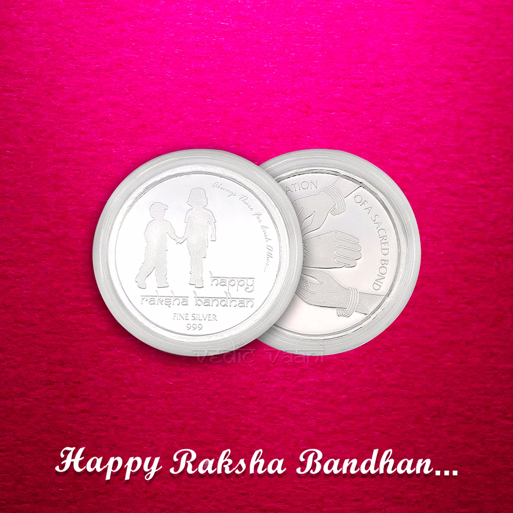 Gift Coin for Raksha Bandha in Pure Silver - 10 gms image 3